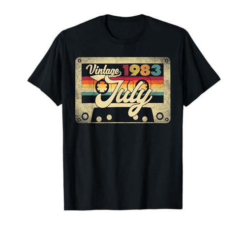 Vintage July 1983 38th Birthday 38 Years Old Retro Cassette Camiseta