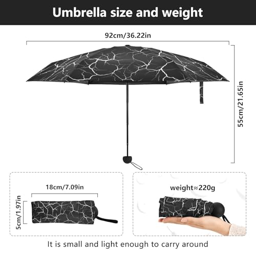 Parapluie de voyage compact blanc et marbre noir GAIREG - 3