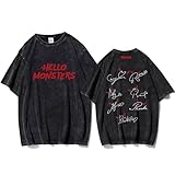 kueodao T-Shirt Streetwear HelloMonster en Coton Lavé, Idéal comme Cadeau for Hommes Et Femmes.(BLACK3,M)