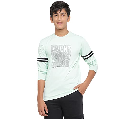 Image of Li'l Tomatoes Boys Regular Fit Printed Hooded Cotton Tshirt Mint