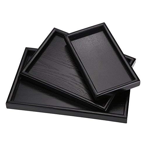 Bandeja de Servicio de Madera, Haofy Bandeja para Servir Rectangular, Vintage Bandeja de Té Negro para Café Aperitivos… - Imagen 7