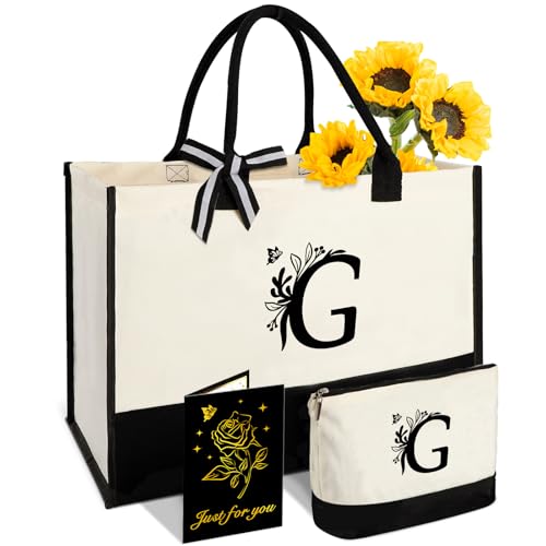 Image of Gifts for Women, Bridal Shower Gift Bag for Her,Wedding Bride Birthday Bags | Canvas Tote Bag with Makeup Bag, Large Capacity, Easy to Clean and Reusable, Waterproof, Gift for Christmas ,Bride To Be Gift
