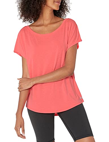 Amazon Essentials Women's Studio Short-Sleeve Lightweight Open-Back T-Shirt, -bright pink, Medium