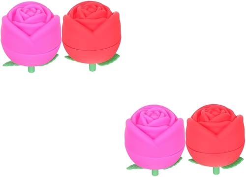 Zerodeko 4 Pcs Molde De Para Resina Sphere Mold Ice Cream Ball Maker Rose Ice Cube Mold Rose Fondant Molds Lidded Ice Making Molds Rose Chocolate