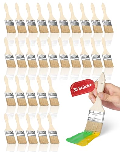 Lot de 30 pinceaux plats de 50,8 mm de large pour lasure, bois, peinture, peinture, peinture murale, huile