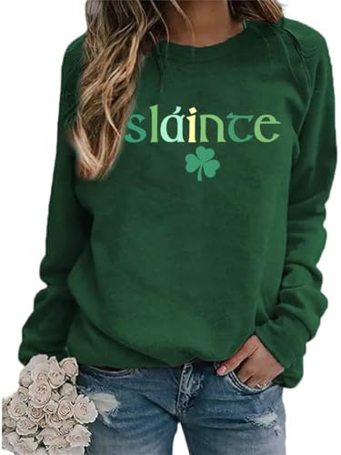 St Patricks Day Sweatshirt Women St Patricks Day Shirt Funny Shamrock Sweater Irish Lucky Long Sleeve Pullover Tops