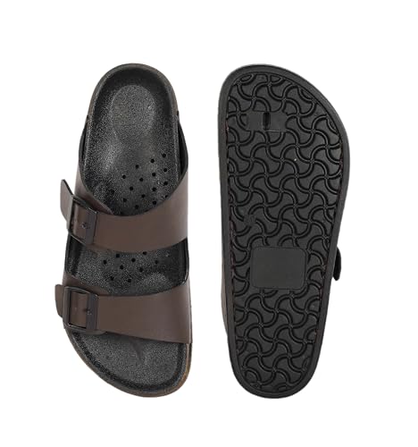 Image of AADI Men's Synthetic Leather Lightweight Comfortable Indoor Outdoor Daily Use Casual Slides /Slippers /Sandals /Floaters