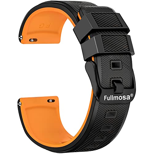 Fullmosa 6 Color Combos for Quick Release Watch Strap, Silicone Rubber Replacement Watch Strap 18mm, 20mm, or 22mm