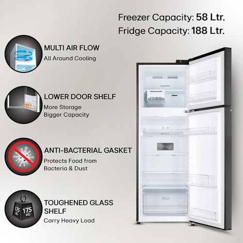 Image of LG 246 L 3 Star Smart Inverter Frost-Free Double Door Refrigerator (, GL-S262SESX, Ebony Sheen, Convertible)