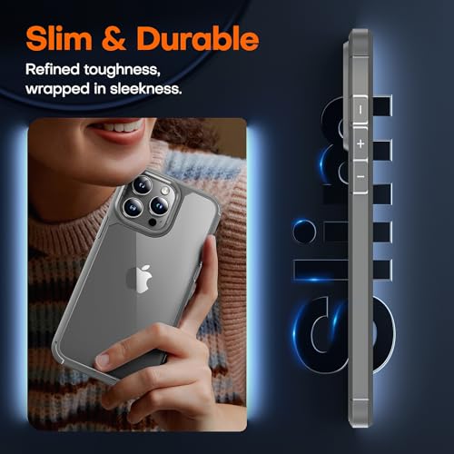 Image of TAURI for iPhone 15 Pro Case, with Screen Protector, Grey | Anti-Yellowing Military-Grade Protection Shockproof Slim Phone Case for iPhone 15 Pro