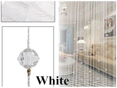 akldigital string curtain door window partition wall decoration with beads decor room divider 100 x 190cm (white)