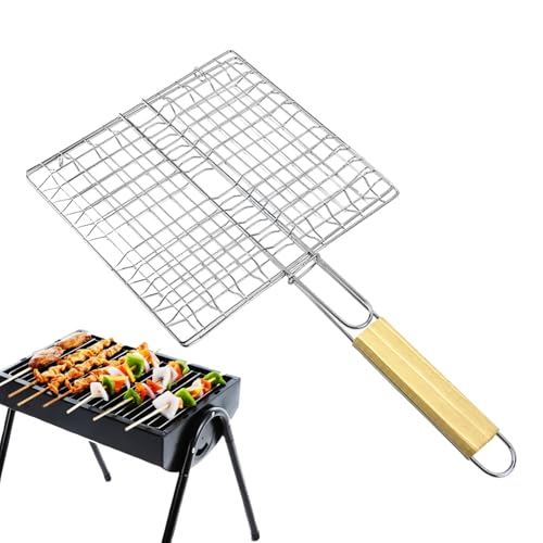 Cesta de parrilla de pescado - Parrilla de barbacoa de acero inoxidable para cocinar segura | Rack de parrilla antiadherente | Fischzange Zum Grillen para pescado, verduras, camarones, hamburguesas