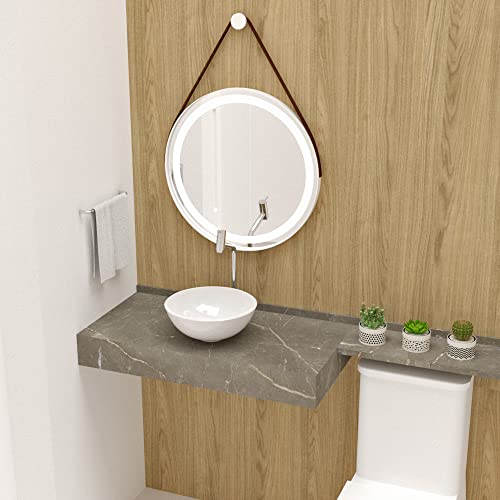 Cuba Pia De Apoio Branca Redonda 30cm Jaspe Para Banheiro Beltempo