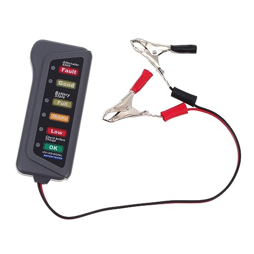 HEALEEP Testeur De Batterie Automobile 12 v Écran Led 6 Voyants, Pour Voiture Et Moto, Vérificateur D’état Alternateur Et Charge, Usage Dépannage Et Entretien