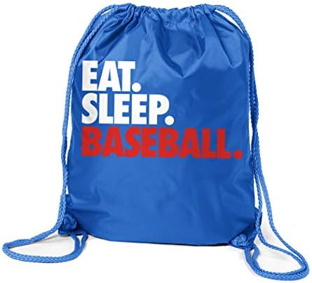 ChalkTalkSPORTS Baseball Sport Pack Drawstring Bag | Eat Sleep Baseball | Royal