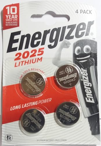 4 x Energizer CR2025 Coin Battery Batteries Lithium 3V for Watches Torches Keys