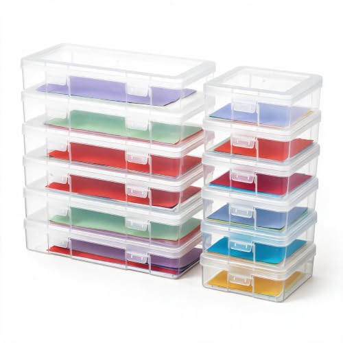 novelinks Clear Pencil Box and Small Plastic Storage Containers with Lids