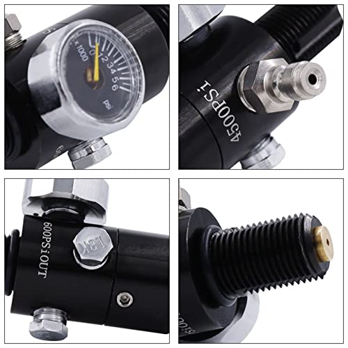 Tuxing 4500Psi Paintball Air Tank Regulator & Valve Guage, Durable Aluminum Paintball Regulator,For Industrial(Inlet 4500Psi, Outlet 2200Psi),M18*1.5 #TOP4