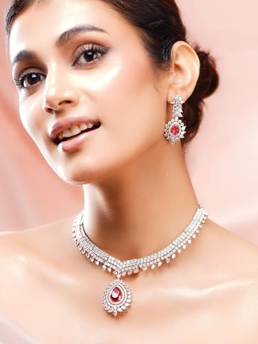Image of Rubans AD Zircon Traditional Statement Necklace Set for Women