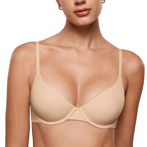INLYRIC Women's Inbarely Plus Demi Bra - Balconette Unlined Underwire Plunge Bras No Padding Comfortable