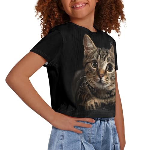 Image of Kids Crop Top Short Sleeve T-Shirts for Girls Size 5-14