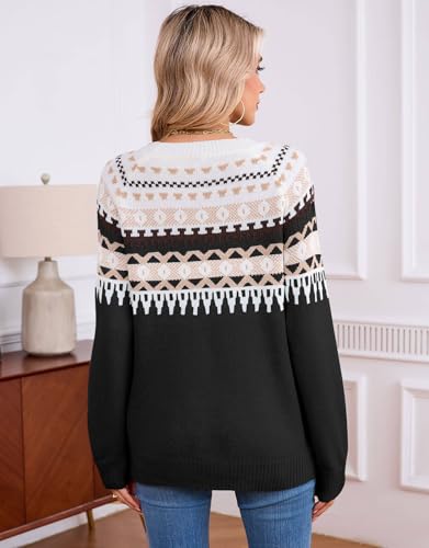 Image of Women's Vintage Fair Isle Pullover Sweater Lightweight Knit Tops