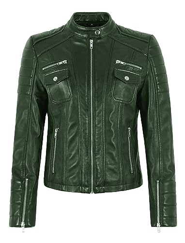 Blouson biker en cuir souple avec matelassage thermique ajusté 1146