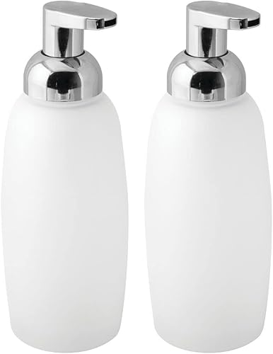 Miniatura 9 de mDesign Dispensador de jabón de manos de espuma de vidrio recargable, contenedor de botella de bomba de jabón de espuma para encimera de baño,