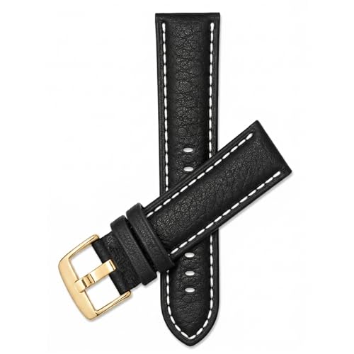 Image of Bandini Mens XL Extra Long Leather Watch Band or Regular Strap, Classic or Buffalo Pattern - 4 Colors, With or Without Stitch - 18mm 20mm 22mm 24mm 26mm 28mm 30mm Leather Watch Band for Men