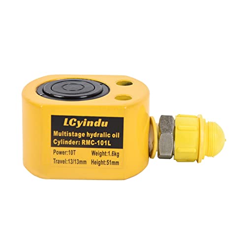 Image of 10T Hydraulic Cylinder Jack Ram 0.98 inch Stroke Solid Single Acting Multi-Section Stroke Hydraulic Ram Cylinder Hydraulic Lifting Jack Portable for Machinery, Bridge, RMC-101L
