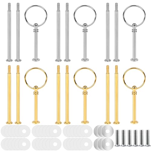 Maylatte 6 Set Stufige Etageren Stangen Set Gestänge für Etagere Bausatz Metall Stange für Etagere mit Mittelloch Für 2-3 Stufige Tortenständer in Silber & Gold
