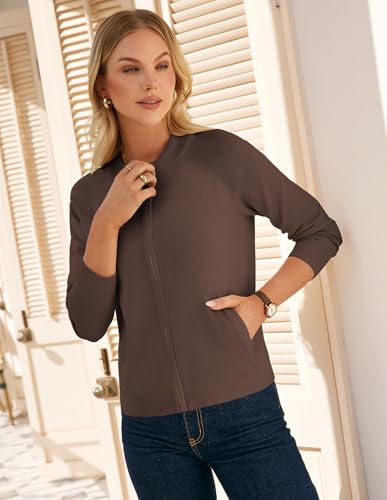 Image of GRACE KARIN Womens Long Sleeve Zip Up Cardigan Sweaters Lightweight Sweater Jacket Knitted Fashion Clothes