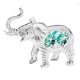 Elephant Silver Plated Spectra Crystals by Swarovski Tabletop Statue Ornament Figurine