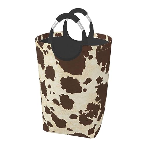 四角い折りたたみ式 牛柄 アニマル ヒョウ柄 ランドリーバスケット 折り畳み式 洗濯物入れ ランドリーかご 取っ手付き 洗濯かご 洗濯バスケット 脱衣かご 持ち手付き 汚れた衣類バッグ 衣類収納 ランドリー収納 大容量 撥水加工 雑貨収納