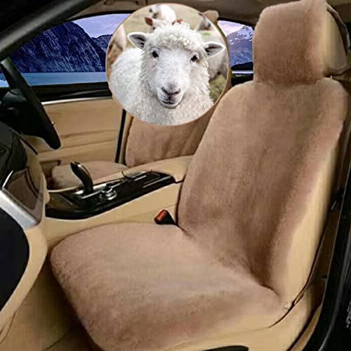 Altlue Real Genuine Sheepskin Seat Covers for Cars SUV Trucks Van RV Front Seats Sheepskin Car Seat Covers Sheepskin Automotive Seat Covers Fuzzy Fleece Fur Car Seat Covers Universal (1 Piece)
