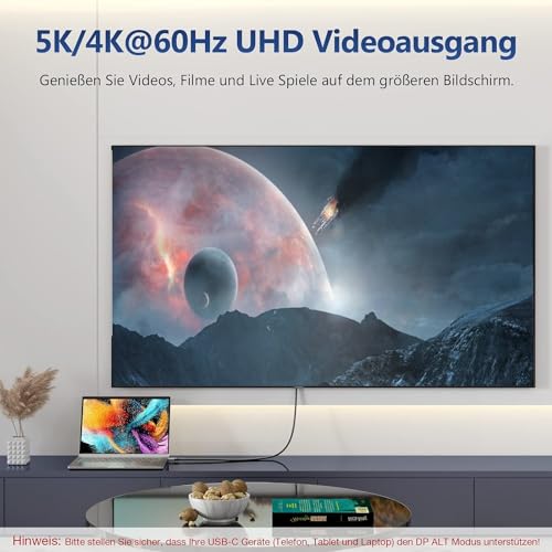 YIWENTEC Kabel USB C do USB C 3.2 Męski męski Gen2 X 2 kabel ładujący typu C, transfer danych 20 Gb/s, 240 W 48 V/5 A, kabel szybkiego ładowania, 4K @ 60 Hz Transfer wideo (5M)