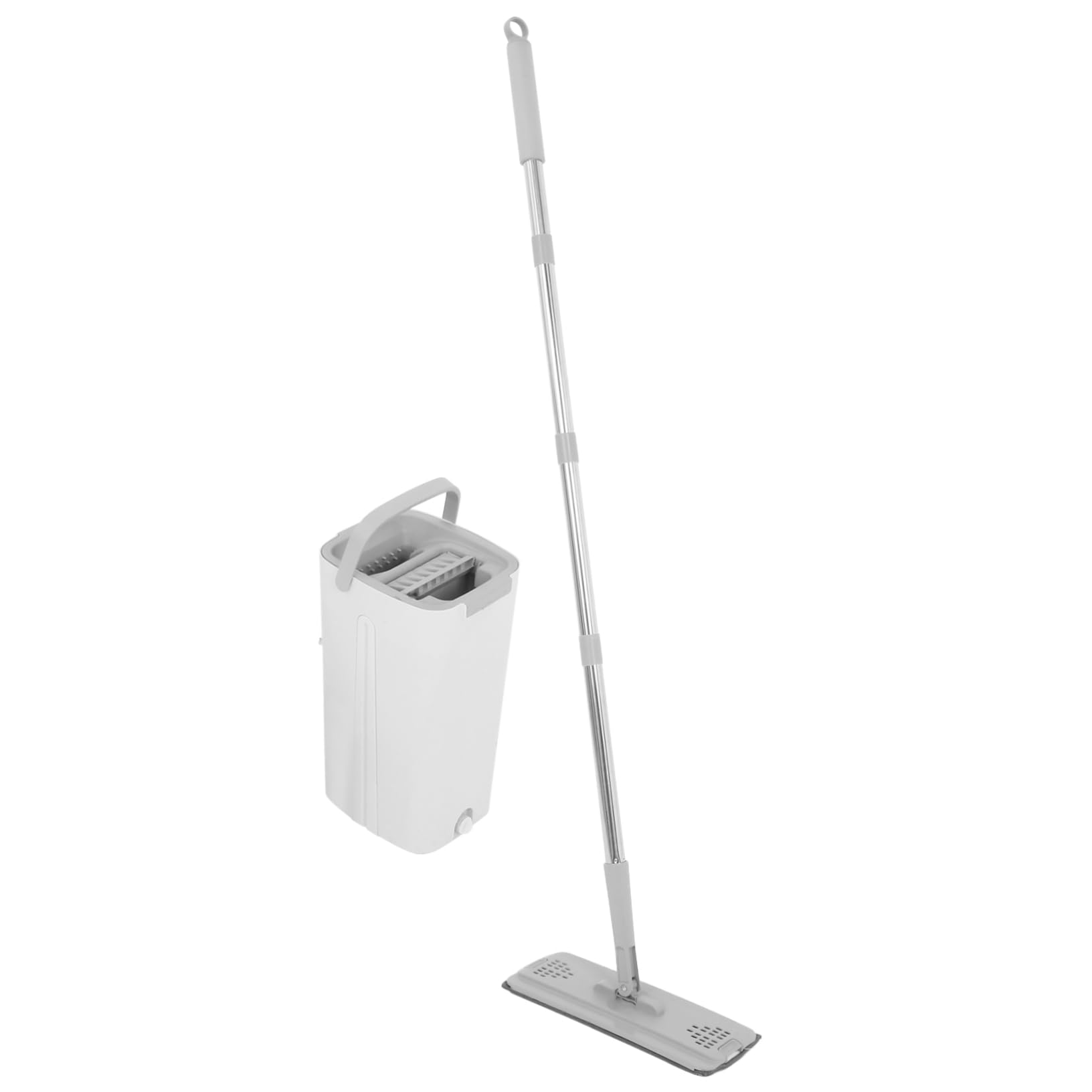 Fregona Super Absorbente con Cubo para Limpieza Dual de Pisos y Ventanas en Hogares y Oficinas, Sistema de Fregona Plana con Microfibra y Acero Inoxidable