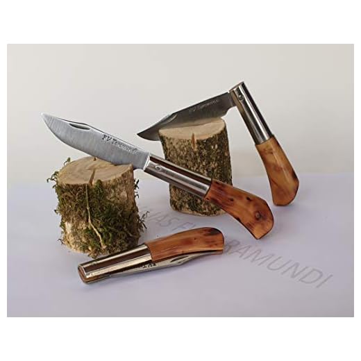 Navaja artesanal TARAMUNDI brezo quemado punta vuelta Caza, Pesca, Camping, Outdoor, Supervivencia y Bushcraft + Portabotellas de regalo