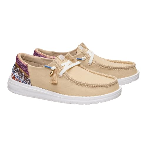 HEYDUDE Women’s Wendy Funk Beach Woven Slip On Shoe, Irish Cream/Multi Size 10 | Lightweight Slip On Style with Elastic Laces and Tassel Detail - image 2