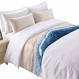 Beach Waves Modern Art Bed Runner for King Size Bed Watercolor Blue Ocean Soft and Cozy Beds Runner Decorative Bedding Scarf for Bedroom Hotelroom 102x20in