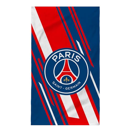 OMYDREAM PSG Diagonale Drap de Bain | 100% Coton | Oeko-TEX | 75x150 cm | Velours Ultra-Doux | Plage et Piscine (Bleu)