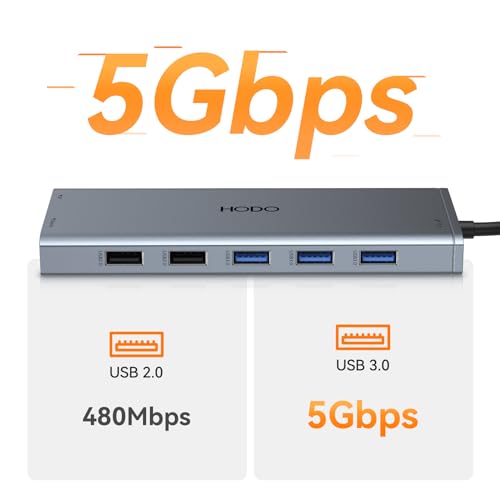 Image of USB C Docking Station Dual Monitor for Dell HP Lenovo Surface Laptop USB Hub for Laptop Adapter, Docking Station Dual Monitor HDMI USB C Dongle with 2 HDMI+DP+5 USB Ports+100W PD+SD /TF+ Ethernet+Audio