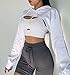 BEJONS Women Cropped Super Crop Top Hoodies Camo Pullover Sweatshirt Aesthetic Hip Hop Dance Rave Festival Clothes Going Out Tops White S