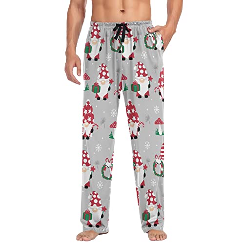 Christmas Gnomes Snowflakes Pajama Pants Winter Mushroom StarLounge Sleepwear PJs Men's Pajama Bottoms Sleep Pants L4