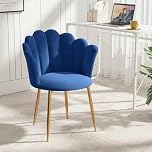 Armchair Tub Chair, Velvet Vanity Chair Shell Accent Chairs with Gold Plating Metal Legs, Leisure Single Sofa Dressing Chairs for Home, Office, Bedroom, Living Room, Dining Room, Blue