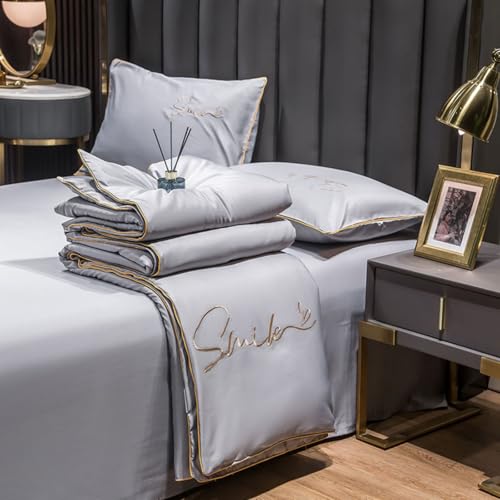 Highdi Seiden-Satin Sommer Bettdecke, Leicht Dünn Sommerdecke 2.5 Tog Weich Bettdecke, Mikrofaser Atmungsaktive Tagesdecke für Sofaüberwurf, Einzel...