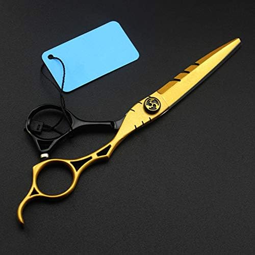 Hair Cutting Scissors 6 Inch Professional Japan Steel Gold Hollow Haircut Thinning Barber Shears Hairdressing Set(Thinning)