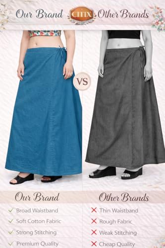 Image of CITIX Pure Cotton Petticoat for Woman Saree | Adujastable Drawstring Waist