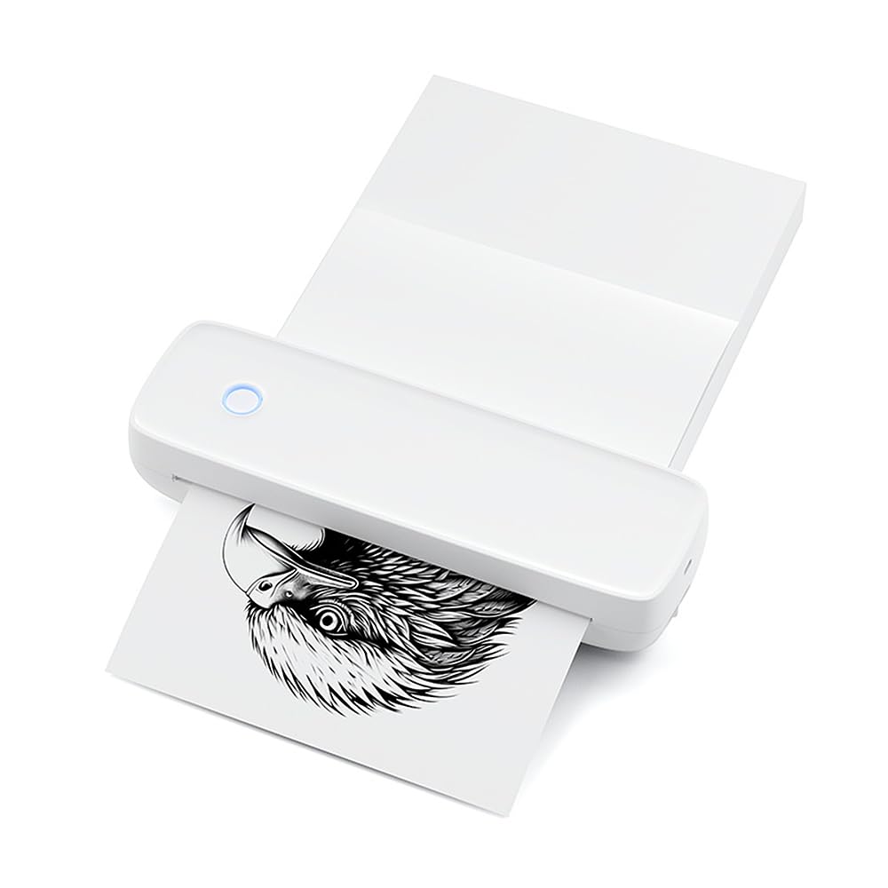 A4 Portable Thermal Transfer Printer Wireless&USB Connect Connect with Mobile Computer for Office School Comes with 1pc Thermal Paper Roll Compatible with Windows/Mac System Inkless Printing PDF