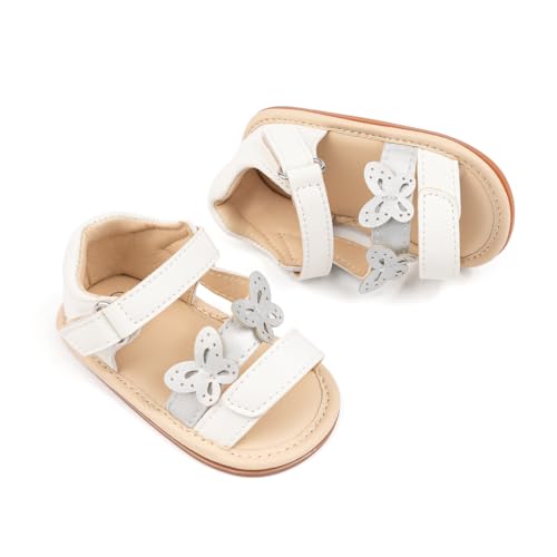Image of HsdsBebe Baby Girls Sandals Bohemia Flower Bow Soft Sole Toddler First Walkers Beach Summer Shoes